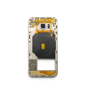 G928 Orta Kasa Galaxy S6 Edge Plus Uyumlu Beyaz Renk Orta Kasa Çerçeve + Ses Açma ON OFF Tuş Plastik Kamera Camı ve Hoparlör Gümüş