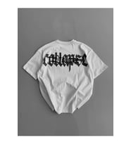 Baskılı Oversize Bisiklet Yaka T-shirt - Beyaz