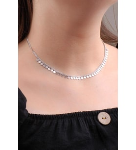 Pullu Choker Gümüş Kolye 6574