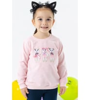 Breeze Kız Çocuk Sweatshirt Sevimli Hayvancıklar Baskılı 1.5-5 Yaş, Somon Melanj