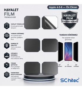 SChitec Apple 4-5-6 Uyumlu Ön Yüzey Hayalet Privacy Hidrojel Ekran Koruyucu