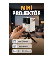 Mini Projektör 50 İnç Yakın Mesafe Ultra HD Görüntü Destekli Taşınabilir Sinema Deneyimi