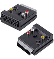 Powermaster PM-3187 SCART Erkek Dişi - RCA + S-Video Anahtarlı Çift Yönlü AV Görüntü Ses Çevirici Adaptör (21 Pin)