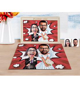 BK Gift Kişiye Özel Sevgililer Karikatürlü 1000 Parça Profesyonel Puzzle-16