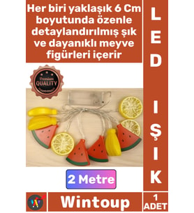 #Led Gün Işığı Dekoratif Pilli Şık Estetik Modlu 2 Fonksiyonlu Meyve Tasarımlı 2 Metre 10 Led Işık
