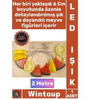 #Led Gün Işığı Dekoratif Pilli Şık Estetik Modlu 2 Fonksiyonlu Meyve Tasarımlı 2 Metre 10 Led Işık