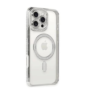 Apple İphone 16 Pro Kılıf Joke Simli Magneticsafe Kılıf - Gümüş