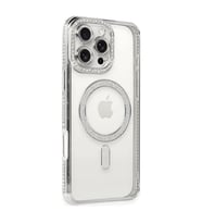 Apple İphone 16 Pro Kılıf Joke Simli Magneticsafe Kılıf - Gümüş
