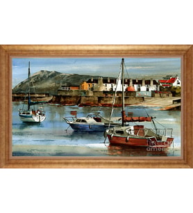 Çerçeveli Paspartulu Manzara Tablo bm1291 (Gold)
