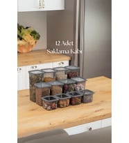 12'li 3 Boy Kavanoz Seti & Saklama Kabı & Erzak Kabı 6x650/1300/1900 Ml (40 Lı Etiket Hediyeli)