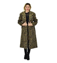 Kadın Leopar Desenli Uzun Kaşe Kaban BGL-ST04064 (Haki)