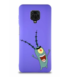 Xiaomi Redmi Note 9S Soft Premier Kapak Plankton Tasarımlı Silikon Kılıf - Mor (Şeffaf)