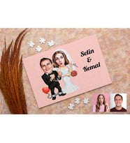 Karikatürlü Gelin Damat Mahkum Kişiye Özel Puzzle