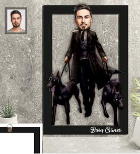 Kişiye Özel Kabadayı Karikatürlü  3D Ahşap Tablo 30x47 Bay-5