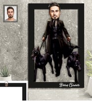 Kişiye Özel Kabadayı Karikatürlü  3D Ahşap Tablo 30x47 Bay-5