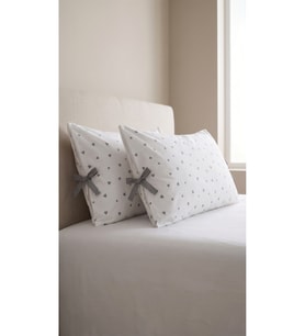 Pamuk Gri Kalpli Bağcıklı Yastık Kılıfı 50x70 cm 2 Adet