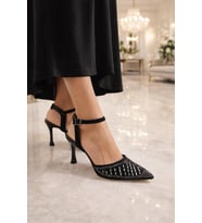 Kadın Taş İşlemeli Slingback İnce Topuk Ayakkabı