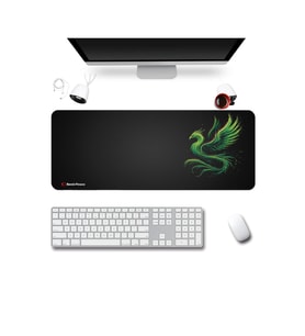 SonicTouch UltraGrand Siyah Neon Yeşili Anka Kuşu Dikişsiz Xxl Gamer Oyuncu Klavye Mouse Pad 40x90Cm