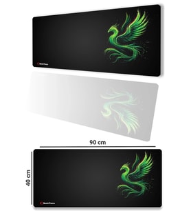 SonicTouch UltraGrand Siyah Neon Yeşili Anka Kuşu Dikişsiz Xxl Gamer Oyuncu Klavye Mouse Pad 40x90Cm