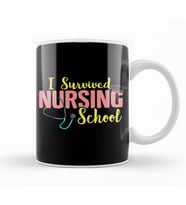 Cute I Survived Nursing School RN Nurse Graduation Kupa Bardak Porselen