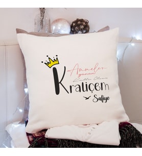 Anneler Günü ( Kraliçem ) Tasarımlı Yastık Kişiye Özel