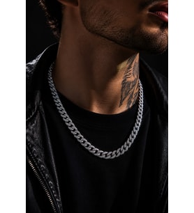 Erkek Kadın Taşlı Cuban Chain Kolye Zirkon Taşlı Hip Hop Rapçi Stil Paslanmaz Çelik Kolye