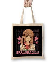 Cute I Love Anime Girl Japanese Kawaii Obsessed Bez Çanta Uzun Saplı