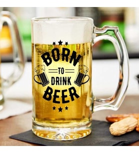Çift Şeffaf Bira Bardağı(istenilen baskıyla)2 adet