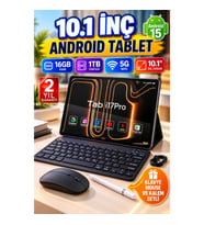 10.1 İnç Android 15 Tablet 16GB RAM 1TB Hafıza – Klavye Mouse ve Kalem Setli 5G WiFi
