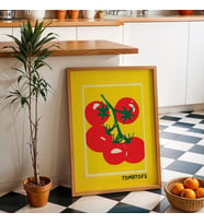 Minimalist Domates Mutfak Posteri: Trend Yemek Duvar Sanatı ( & )