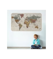 Türkçe Eğitici Ülke Ve Başkent Okyanus Detaylı Atlası Dekoratif Dünya Haritası Duvar Sticker-3838-60x105