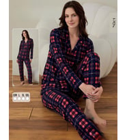 Boyraz Kadın Süet Boydan Düğmeli Pijama Takımı 02003 - 1 Adet (Lacivert)