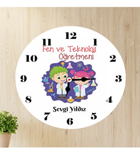 Fen Ve Teknoloji Öğretmeni Duvar Saati