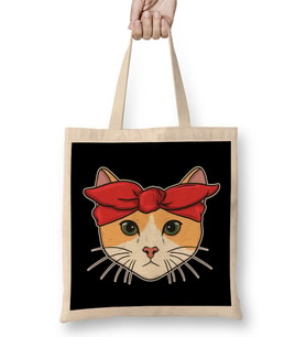 Cute & Adorable Gangster Bandana Cat Thug Kitty Bez Çanta Uzun Saplı