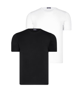 İKİLİ SET T8569 DEWBERRY BİSİKLET YAKA ERKEK T-SHIRT-KOYU SİYAH-BEYAZ (Karışık)