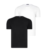 İKİLİ SET T8569 DEWBERRY BİSİKLET YAKA ERKEK T-SHIRT-KOYU SİYAH-BEYAZ (Karışık)