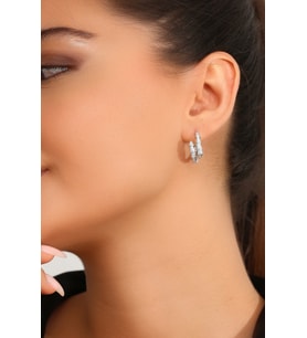 Kadın 925 Ayar Gümüş Zirkon Taşlı Küpe (Rodyum)