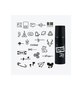 Stockholm City Pack Spray Tattoo Geçici Dövme Seti 26 Desen 1 Siyah Sprey