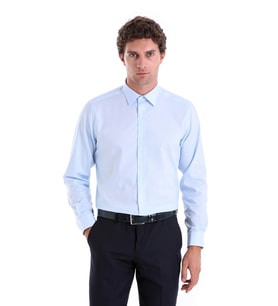Hatemoğlu A. Mavi D. Comfort Fit %100 Pamuk Luxury Gömlek (MAVI-BEYAZ)
