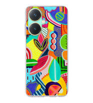 PrintiFy Vivo Y27 ile Uyumlu Retro Color 6  Kamera Korumalı Şeffaf  Kılıf