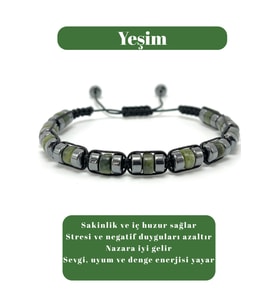 Sertifikalı Yeşim Disk Model Doğal Taş Makrome Bileklik Ayarlanabilir Ölçü