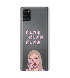 Samsung Galaxy A21S Uyumlu Blah Blah Blah Mean Girls Desenli Şeffaf Telefon Kılıfı