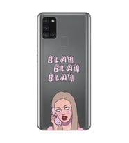 Samsung Galaxy A21S Uyumlu Blah Blah Blah Mean Girls Desenli Şeffaf Telefon Kılıfı