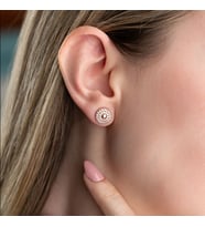 Vaoov 925 Ayar Gümüş Taşlı Düğme Küpe (Rose)