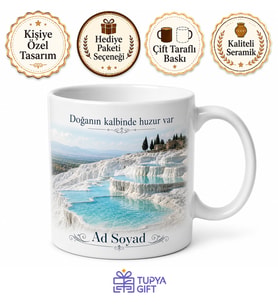 Pamukkale Manzaralı Tasarım Baskılı Kupa Bardak Özel Hediye