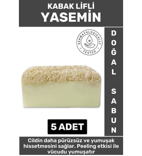 Özel Üretim Masaj Etkili Nemlendirici Kuruluk Giderici Doğal Kabak Lifli Yasemin Sabunu 5 Adet