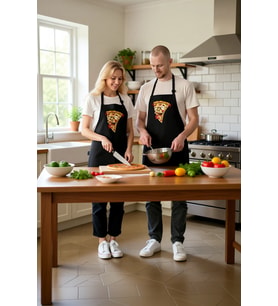 Unisex Mutfak Önlüğü Şeytani Pizza Dilimi Baskılı Karanlık Mizah Tarzı Rahat Kesim Günlük Modern