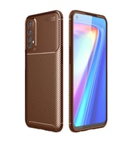 Realme 7 Kılıf Auto Focus Karbon Kapak - Kahverengi