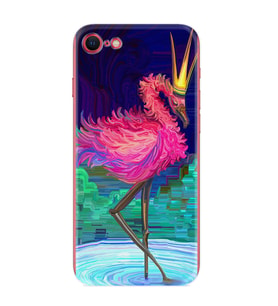 Apple iPhone 5 6 7 8 Plus Se XR Kılıf Desemli Silikon Queen Flamingo 1748