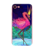 Apple iPhone 5 6 7 8 Plus Se XR Kılıf Desemli Silikon Queen Flamingo 1748
